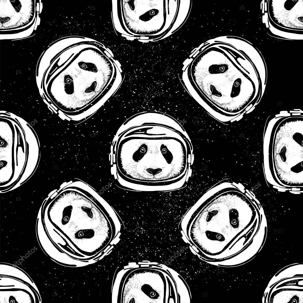 space helmet panda pattern