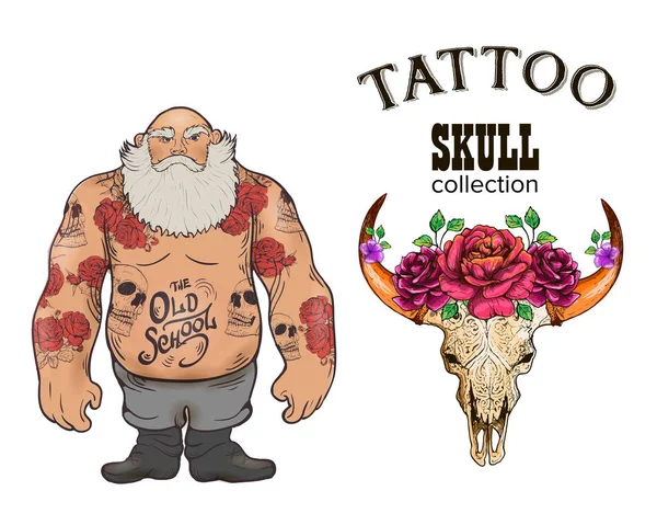 Brutal tatouage homme collection — Image vectorielle