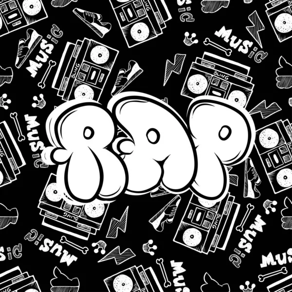 Rap hiphop muziek feest illustratie in graffiti stijl, belettering logo, .Typografie voor poster, t-shirt of stickers — Stockfoto