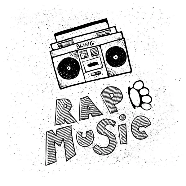 Inscrição lettering rap música, estilizado em estilo doodle — Fotografia de Stock