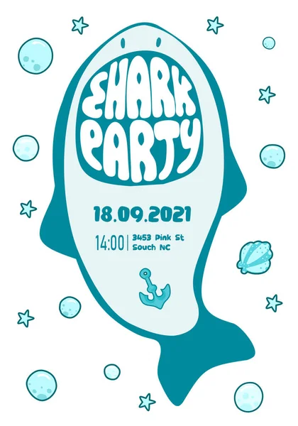 Invitation sea party, shark teeth lettering, shark party — Stock Photo, Image