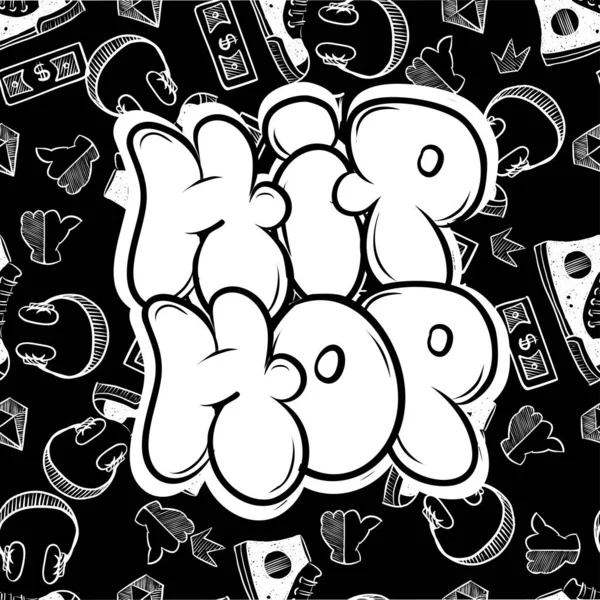 Illustration de fête de musique hip hop en style graffiti, logo lettré, typographie pour affiche, t-shirt ou autocollants — Photo