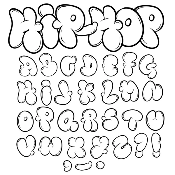 Sett gatekalligrafi design alfabet graffiti skrifttype bokstaver skrive penselblekk eller aerosol maling spray . – stockfoto