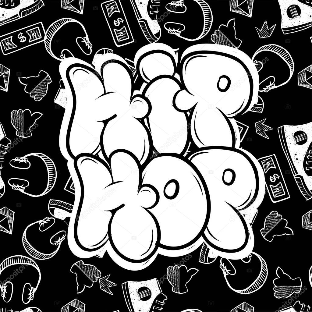 Hip hop street style. Free wildstyle for wall city urban. Modern style illustration art print.