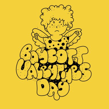 Sevgililer Günü 'nü boykot et. Karikatür harfleri karalıyor.