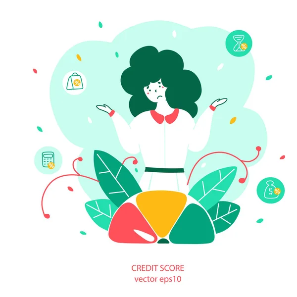 Puntuación de crédito landing page plantilla de vector plano — Vector de stock