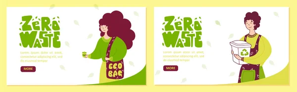 Zero waste policy landing pages vector templates — Stok Vektör