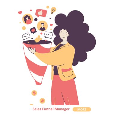 Sales funnel manager flat vector landing page template