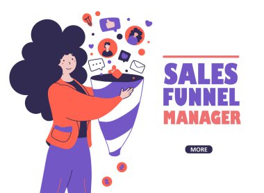 Sales funnel manager flat vector landing page template