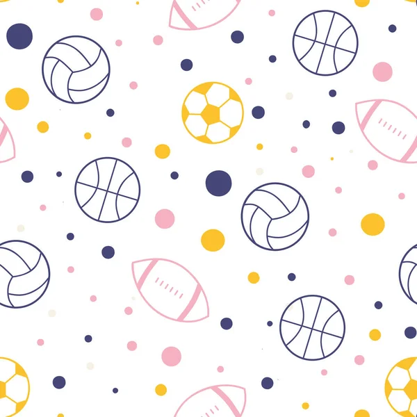 Modern sport pattern with balls on white background.