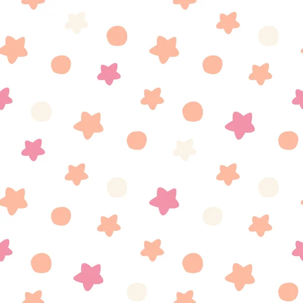 Pink confetti star pattern. Holiday Vector bright background. — 图库矢量图片