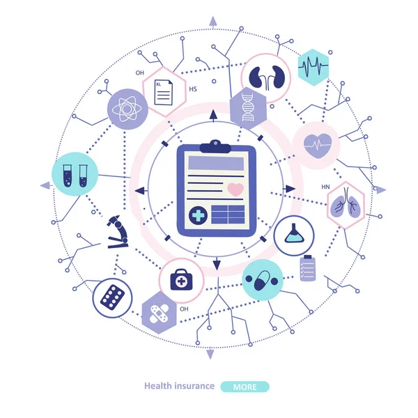 Health insurance concept, flat vector illustration. Healthcare medicine concept. — Stock Vector