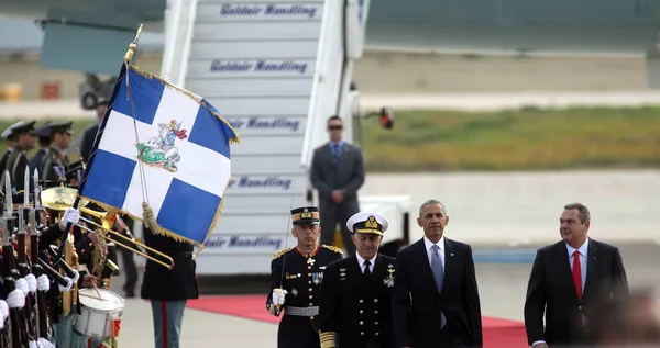 Prezydent Barack Obama przybywa w Atenach — Zdjęcie stockowe