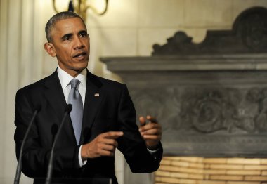 Ortak basın toplantısında zekâ sırasında Başkan Barack Obama konuşuyor