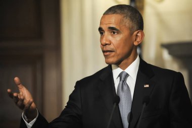 Ortak basın toplantısında zekâ sırasında Başkan Barack Obama konuşuyor