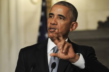 Ortak basın toplantısında zekâ sırasında Başkan Barack Obama konuşuyor