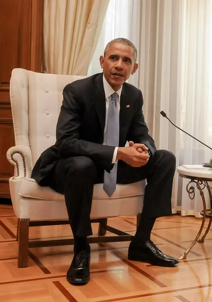 Prezydent USA Barack Obama z greckim premierem Alexi — Zdjęcie stockowe