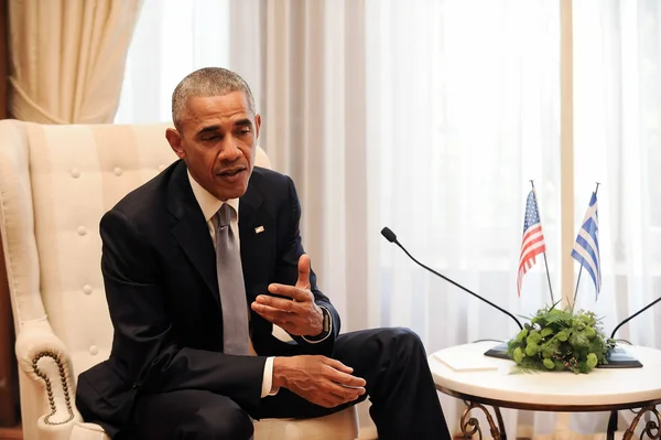 Amerikaanse President Barack Obama met de Griekse Minister-president Alexi — Stockfoto