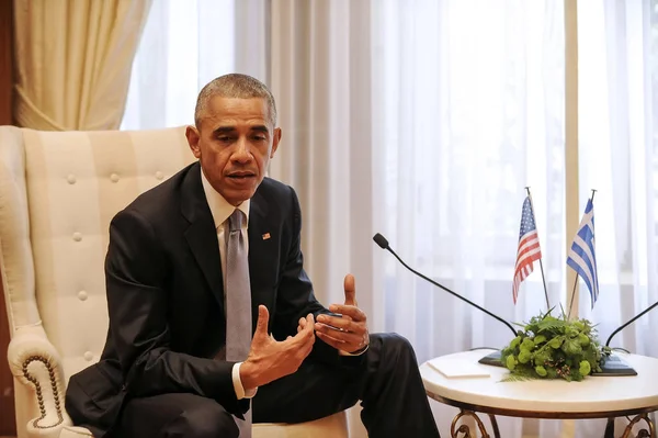 U.S. President Barack Obama  with the Greek Prime Minister Alexi — Stock Photo, Image