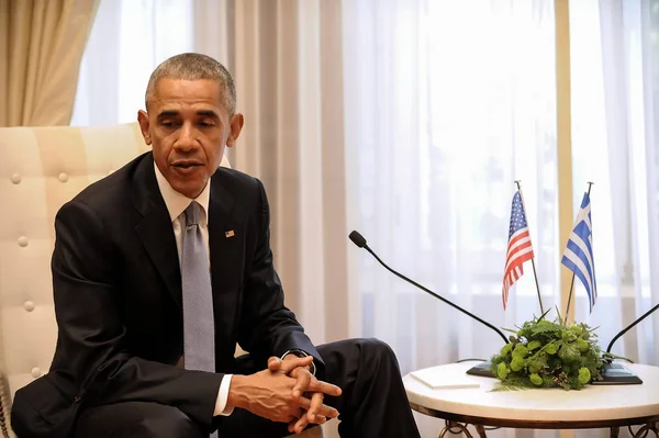 美国总统奧巴馬与希腊总理阿列克斯 — 图库照片