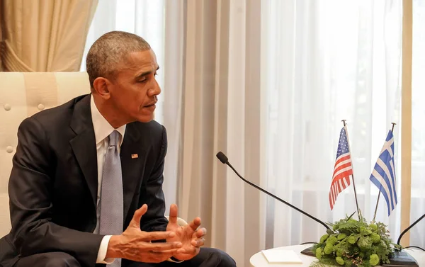 Presidente dos EUA Barack Obama com o primeiro-ministro grego Alexi — Fotografia de Stock