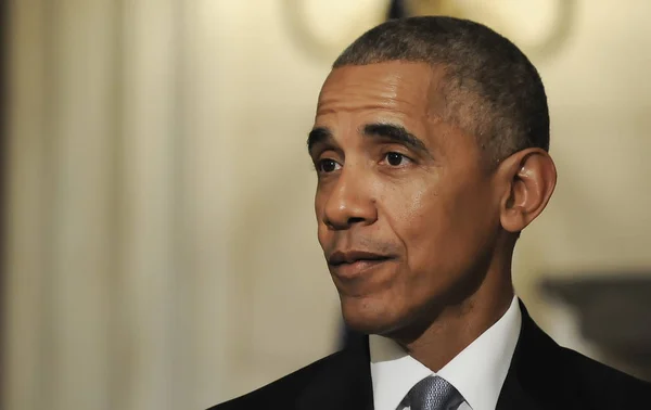 Presidente Barack Obama fala durante uma conferência de imprensa conjunta — Fotografia de Stock