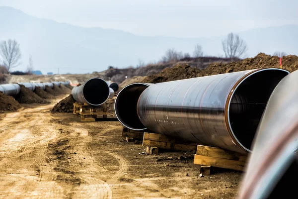 Építés, gázvezeték Trans Adria-gázvezeték - csap — Stock Fotó