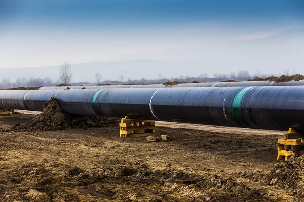 Építés, gázvezeték Trans Adria-gázvezeték - csap — Stock Fotó
