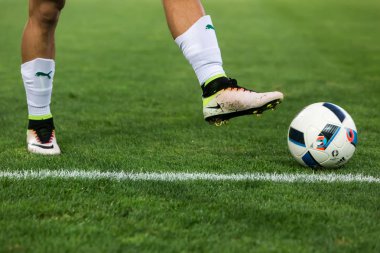 Futbol topu ve ayak oyuncu portre