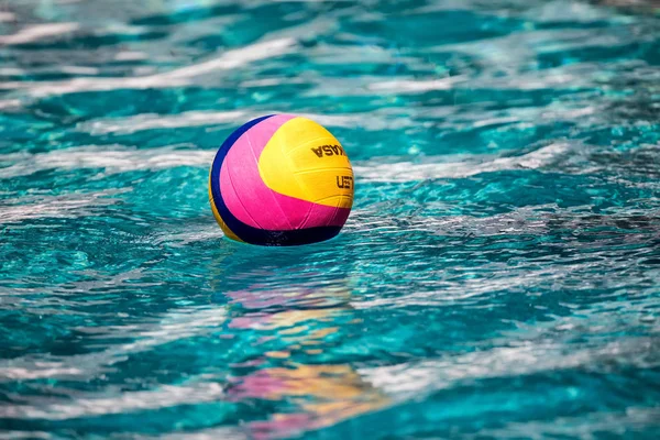 Water polo ball floating on the wate — Stock Photo, Image