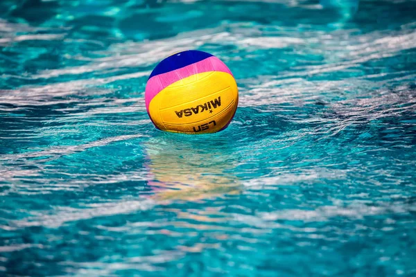 Water polo ball floating on the wate — Stock Photo, Image