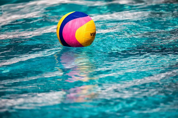 Water polo ball floating on the wate — Stock Photo, Image