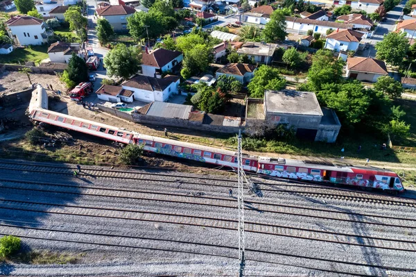 Aerial view of the fatal train derailment — Stock Photo, Image