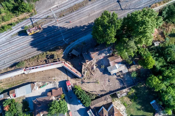 Aerial view of the fatal train derailment — Stock Photo, Image