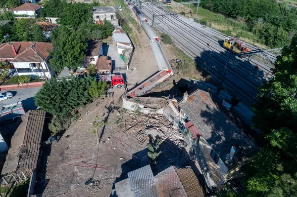 Luchtfoto van de ontsporing van de fatale trein — Stockfoto