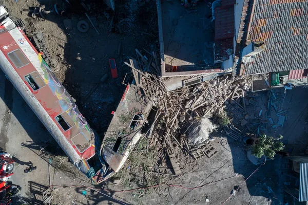 Vista aérea del descarrilamiento fatal del tren — Foto de Stock