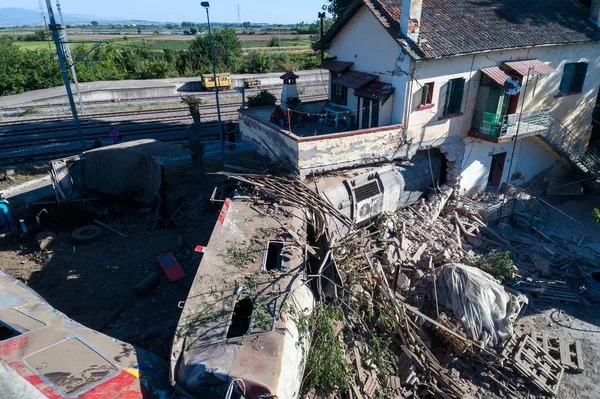 Aerial view of the fatal train derailment — Stock Photo, Image