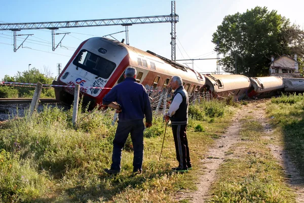 Aerial view of the fatal train derailment — Stock Photo, Image