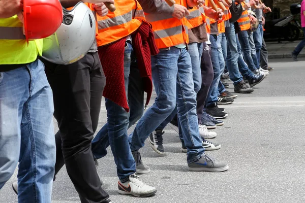 Протестуючі під час Національного загальний страйк в Салоніках — стокове фото
