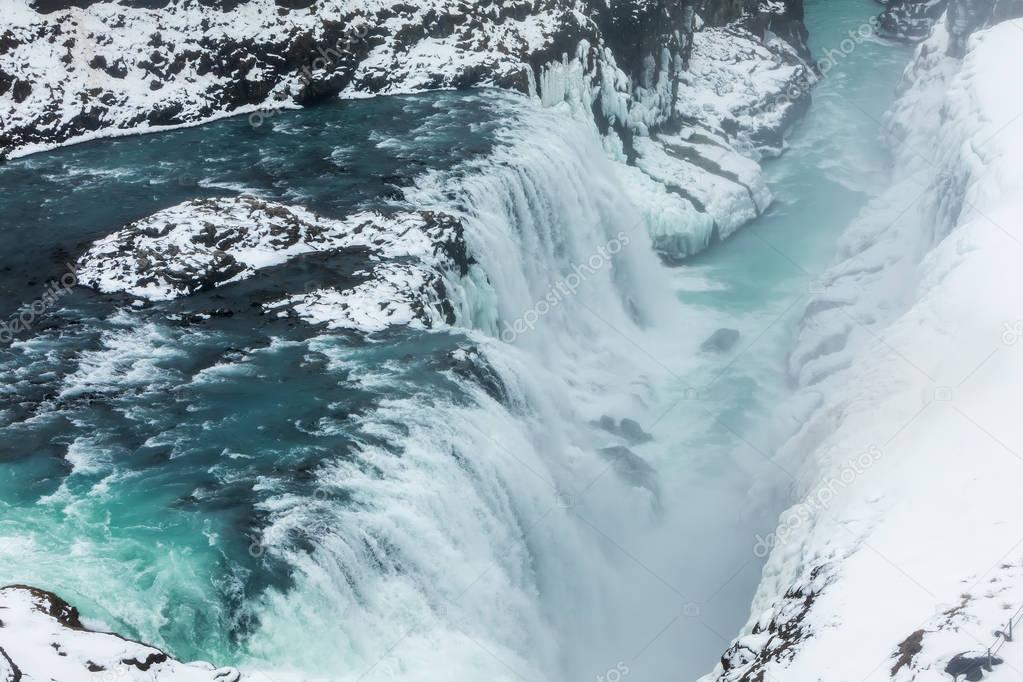 Famous Gullfoss is one of the most beautiful waterfalls on the I