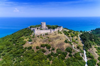 Aerial view of the castle of Platamon, Pieria, Macedonia, Greece clipart