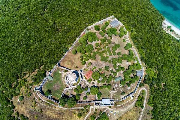 Vista aérea del castillo de Platamon, Pieria, Macedonia, Grecia — Foto de Stock