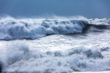 dalgalar üzerinde siyah beach Reynisfjara İzlanda '