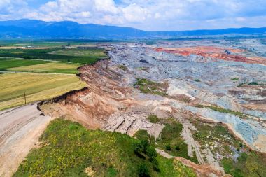 Heyelan linyit madeni Amyntaio, Florina, Yunanistan