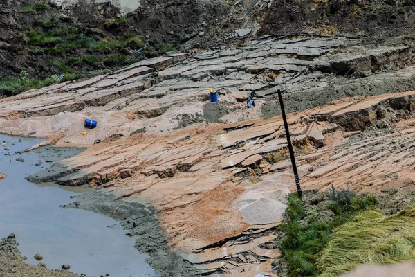 Landslide in lignite mine of Amyntaio, Florina, Greece — Stock Photo, Image