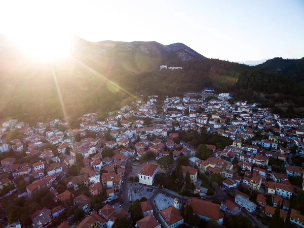 Z lotu drona nad stare miasto Xanthi Północnej spędzeniu — Zdjęcie stockowe