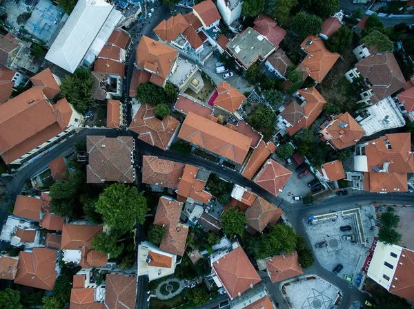 With drone flight above the old town of Xanthi in northern Greec — Stock Photo, Image