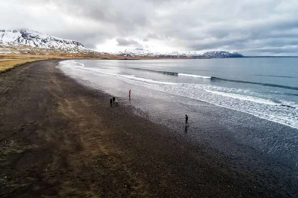 Vista aérea da praia de areia preta de Brimilsvellir do islandês — Fotografia de Stock