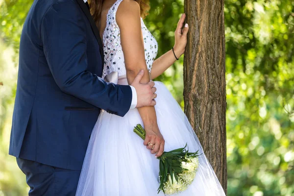 Novia y novio retrato al aire libre (boda ) —  Fotos de Stock