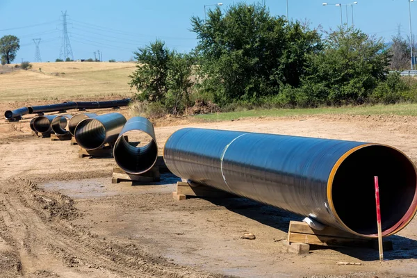 Trans Adriyatik boru hattı - dokunun hiçbir gaz boru hattı inşaatının yönetimini — Stok fotoğraf